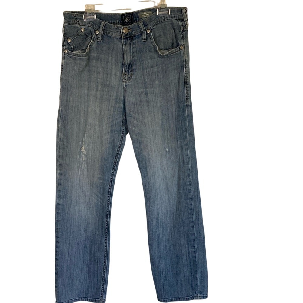Rock Revival Men's Grady Relaxed Straight Jeans Size 36x33 Light Wash Classic